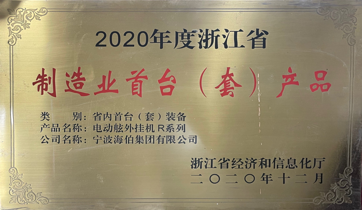 The first-of-a-kind (set) products of Zhejiang Province's manufacturing industry in 2020; Electric o