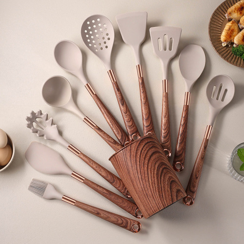 Wooden Handle Silicone Kitchen Utensil Set