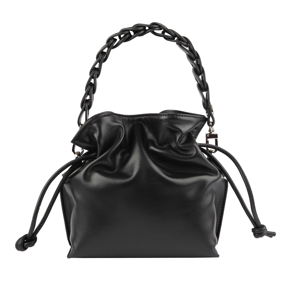 Leather Drawstring Bucket Bag Chic Crossbody