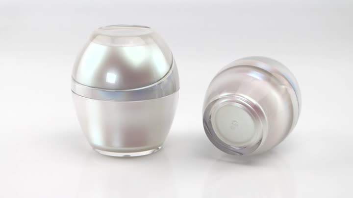 Egg shaped cosmetic cream bottle