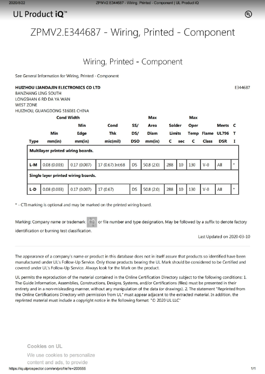 ZPMV2.E344687 - Wiring, Printed - Component | UL Product iQ