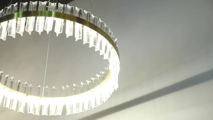 Triangular glass strip ring LED pendant light