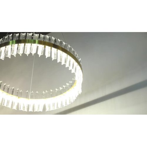 Triangular glass strip ring LED pendant light