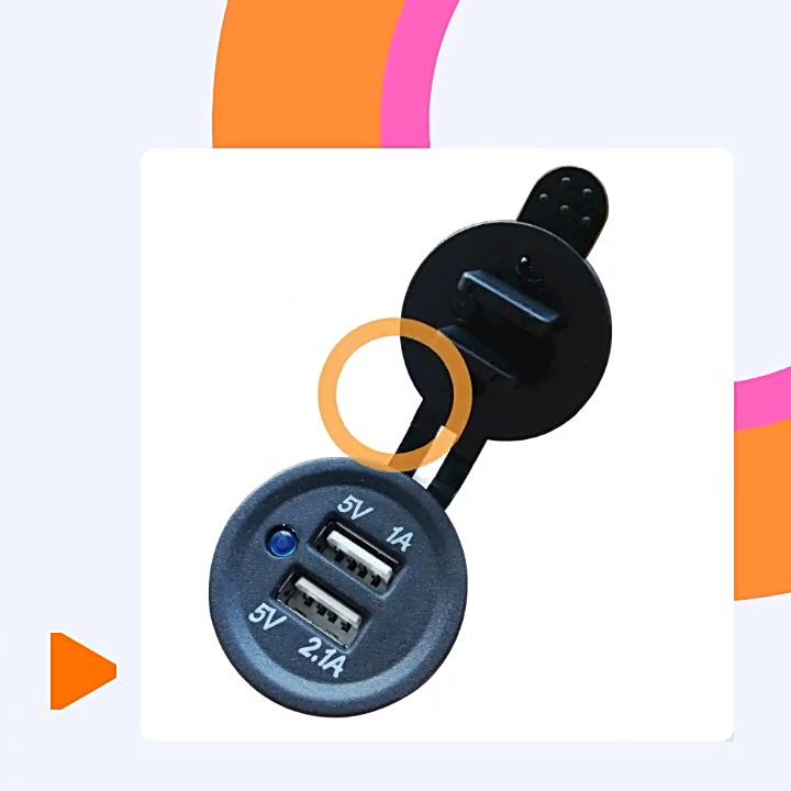 12V USB 소켓 콘센트 방수 방수 전기 2 USB 포트 카 충전기 자동 전자 장치 보트 해양 ATV 버스 트럭 1