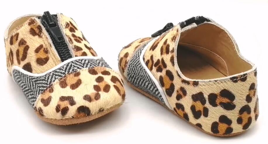 Leather Mo-Hair Leopard Baby Casual Shoes 
