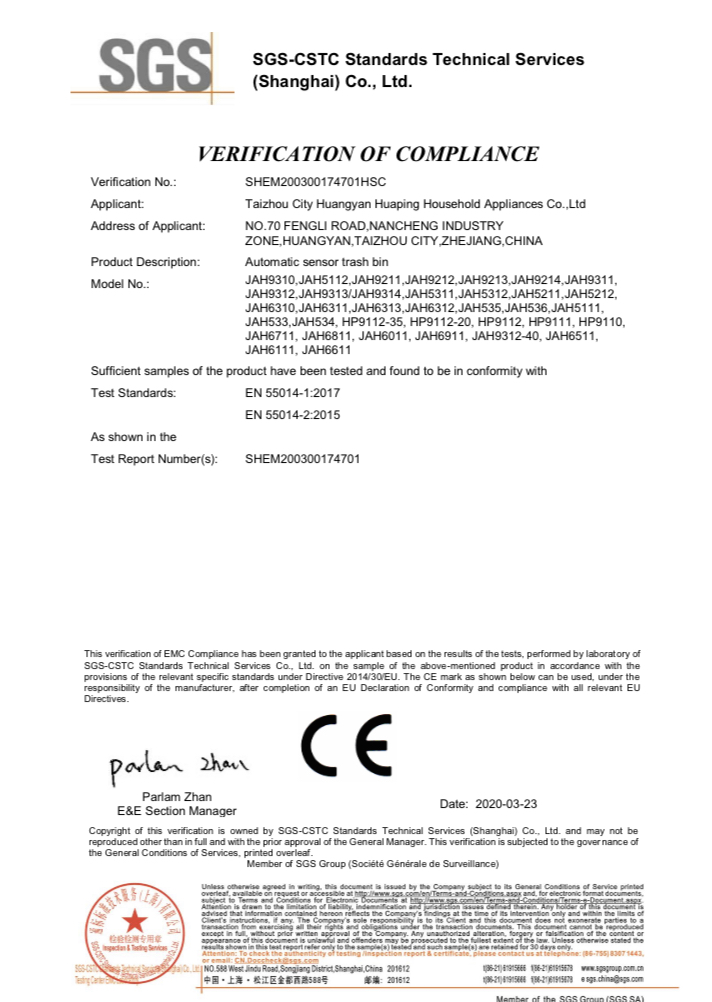 CE VERIFICATION OF SENSOR TRASH BIN