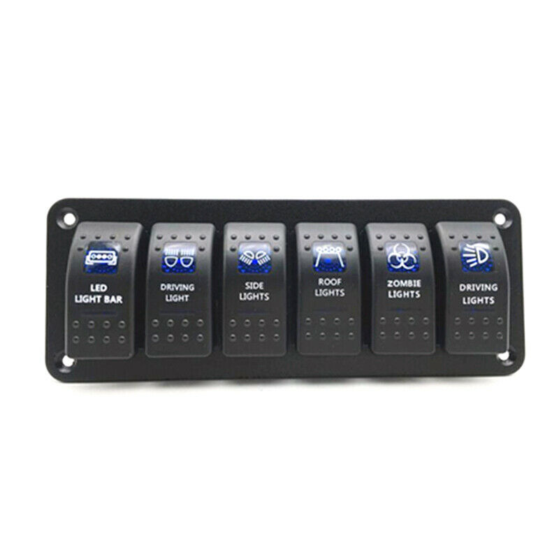 Dc12V Alloy Aluminum 6Gang Switch Panel For Auto Car Marine1