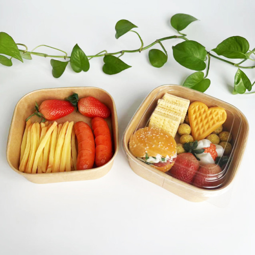 Disposable square paper bowl with separated lid