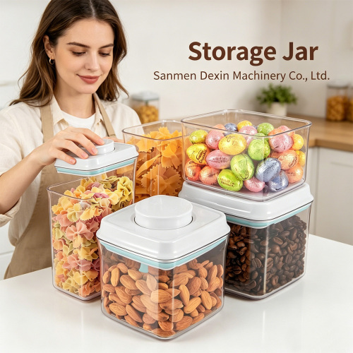 Airtight Clear Plastic Storage Jar for Dry Food Kitchen Organization