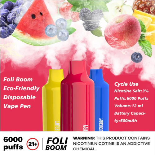 foli vape ผลิตภัณฑ์ใหม่ foli boom 6000 พัฟ