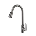 Gun Gray All Copper Single Kitchen Sink Faucet with Pull-Out Sprayer1