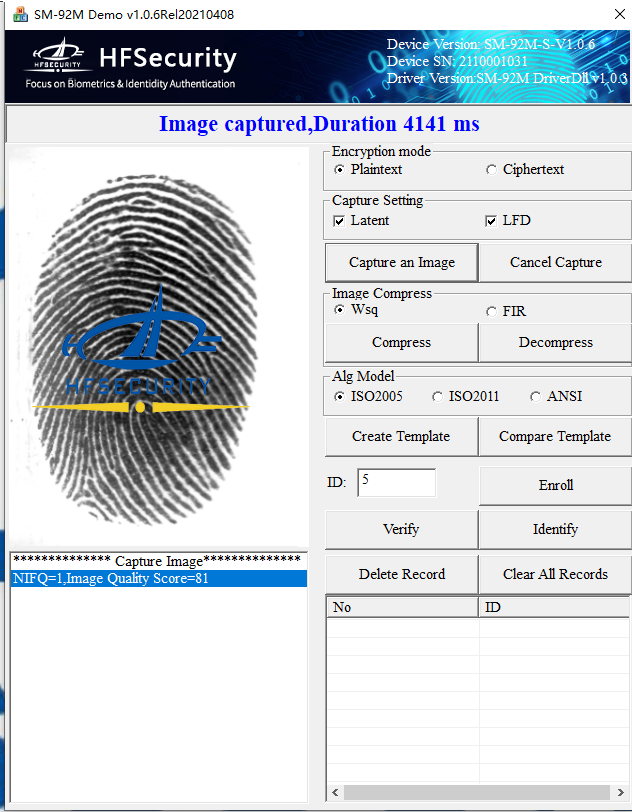 HFSecurity FBI Cerficated Fingerprint Scanner Device