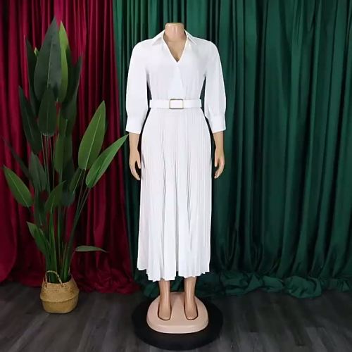 Women's Clothing Party Pleated Dress Long Sleeve Women's Dresses 2024
