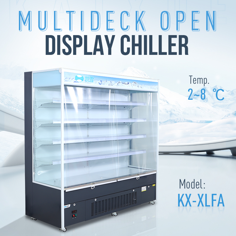 Vertical open air cooler dairy milk display fridge