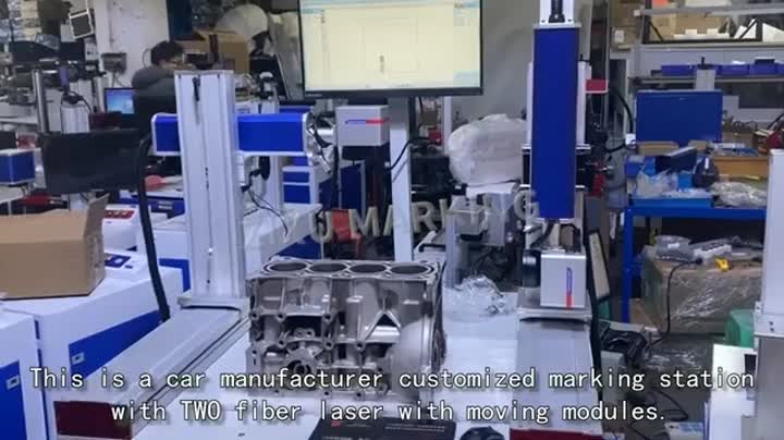Máquina de marcação com lasers múltiplos com módulos em movimento