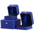 Hanhong Großhandel Custom Luxury Crown Schmuck Verpackungsbox LED -Armband Halskette Ringbox Blau Schmuckschatulle mit LED Light1