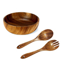 11 Inch Acacia Wood Salad Bowl Set with Spoon and Fork for Fruits1