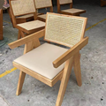 Moderne moderne de dîner nordique meubles de canne en bois naturel bras rotin arrière chaises de salle à manger en osier1