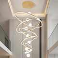 Modern French Luxury Duplex Villa with Large Chandelier Staircase Lamp1