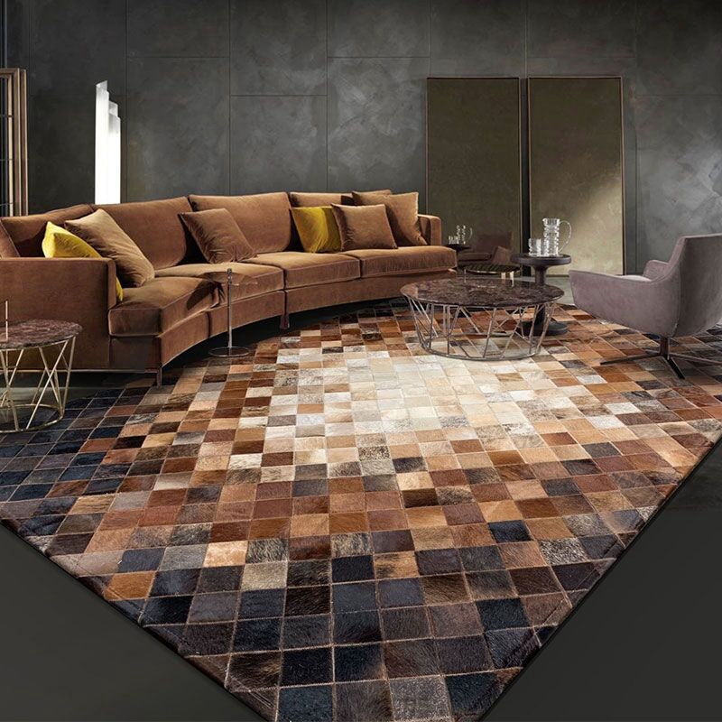 cowhide patchwork leather floor area rug carpet 