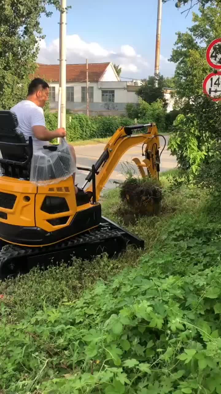 Excavador de 1 tonelada cavando suelo