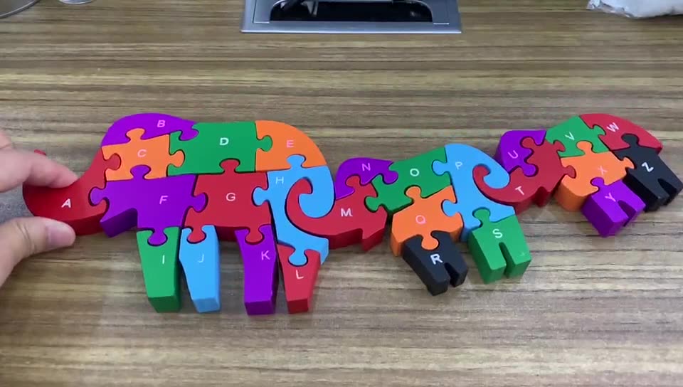 Wooden Alphabet Jigsaw Puzzle Wooden Building Blocks Animal Wooden Puzzle for Children Puzzles Toys-Elephant & Snack Kit1