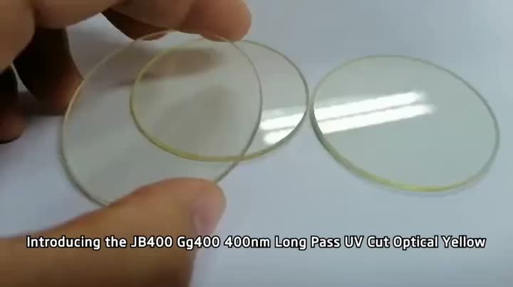 Jingsheng JB400 400nm paso largo UV corte vidrio óptico filtro amarillo 50% transmitancia de luz
