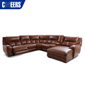 MANWAH CHEERS Genuine Leather Electric Reclining Sectional Sofa Set: Luxurious Living Room Furniture with Zero Gravity & Storage Options1