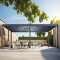 Aluminum Pergola Kits with Canopy Cover and Solar Panels for Outdoor Sun Shade1