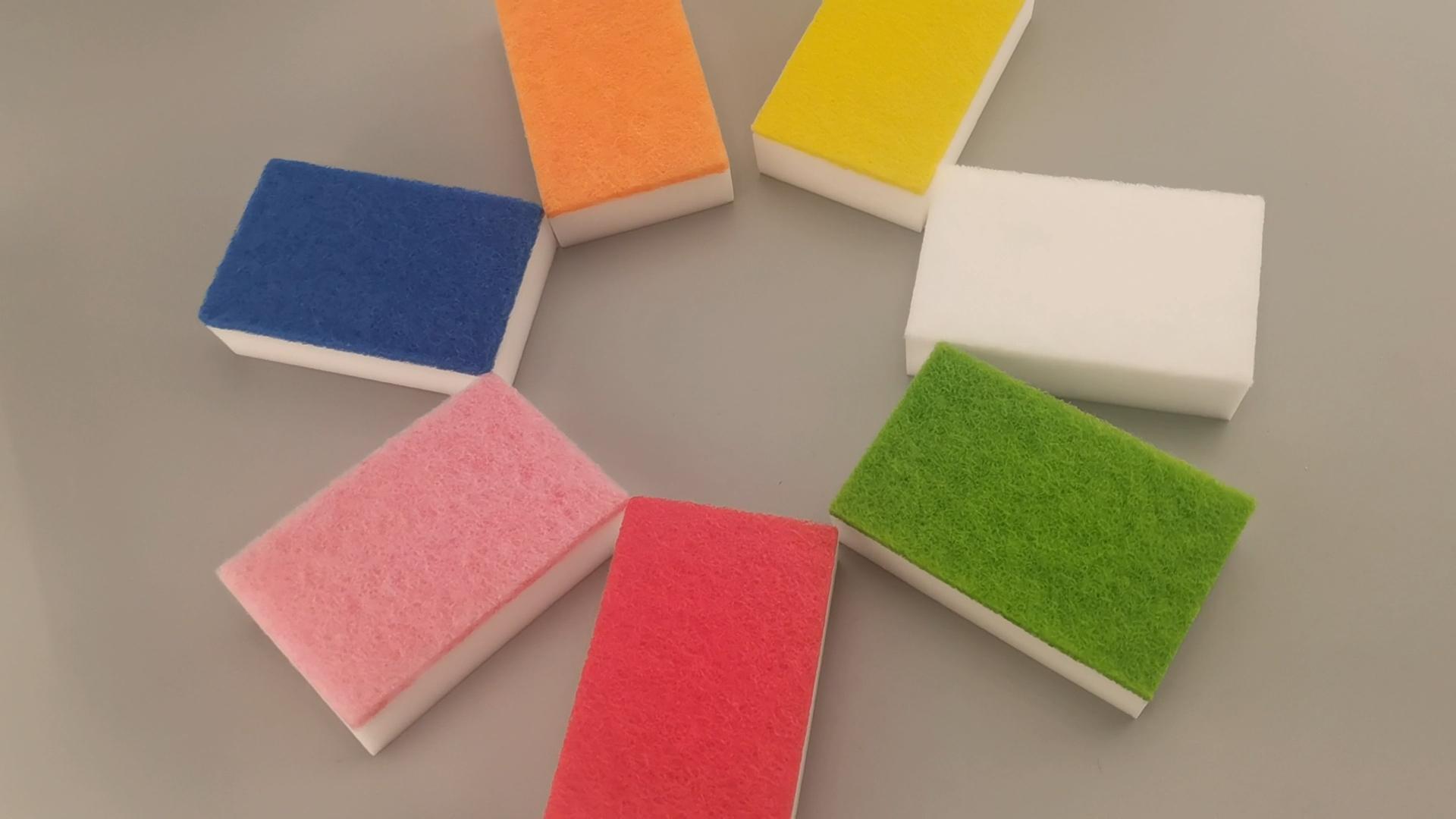 colorful scouring pad with melamine sponge