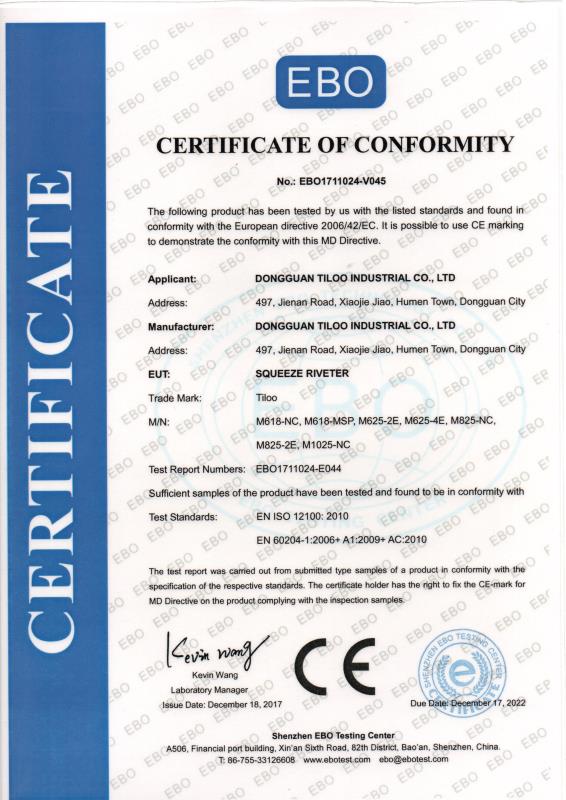CERTIFICATE OF CONFORMITY
