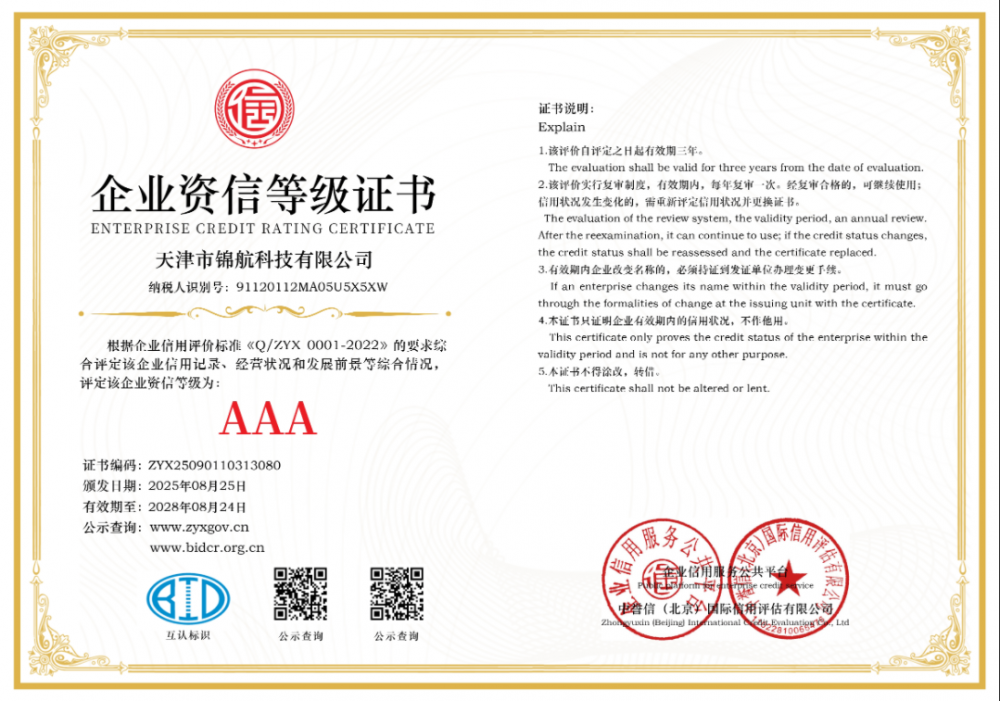 Enterprise Credit Rating Certificate