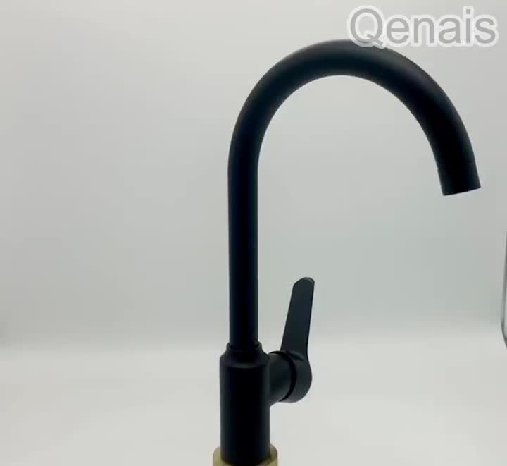 Matte Black Contemporary Brass Kitchen Faucet