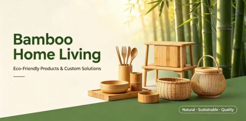 Approfondimento del settore della vita domestica in bambù verde che promuove la qualità della vita con diversi ecoprodotti e servizi personalizzati