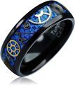 Tungsten Gear Ring for Men - Steampunk Carbon Fiber Wedding Band1