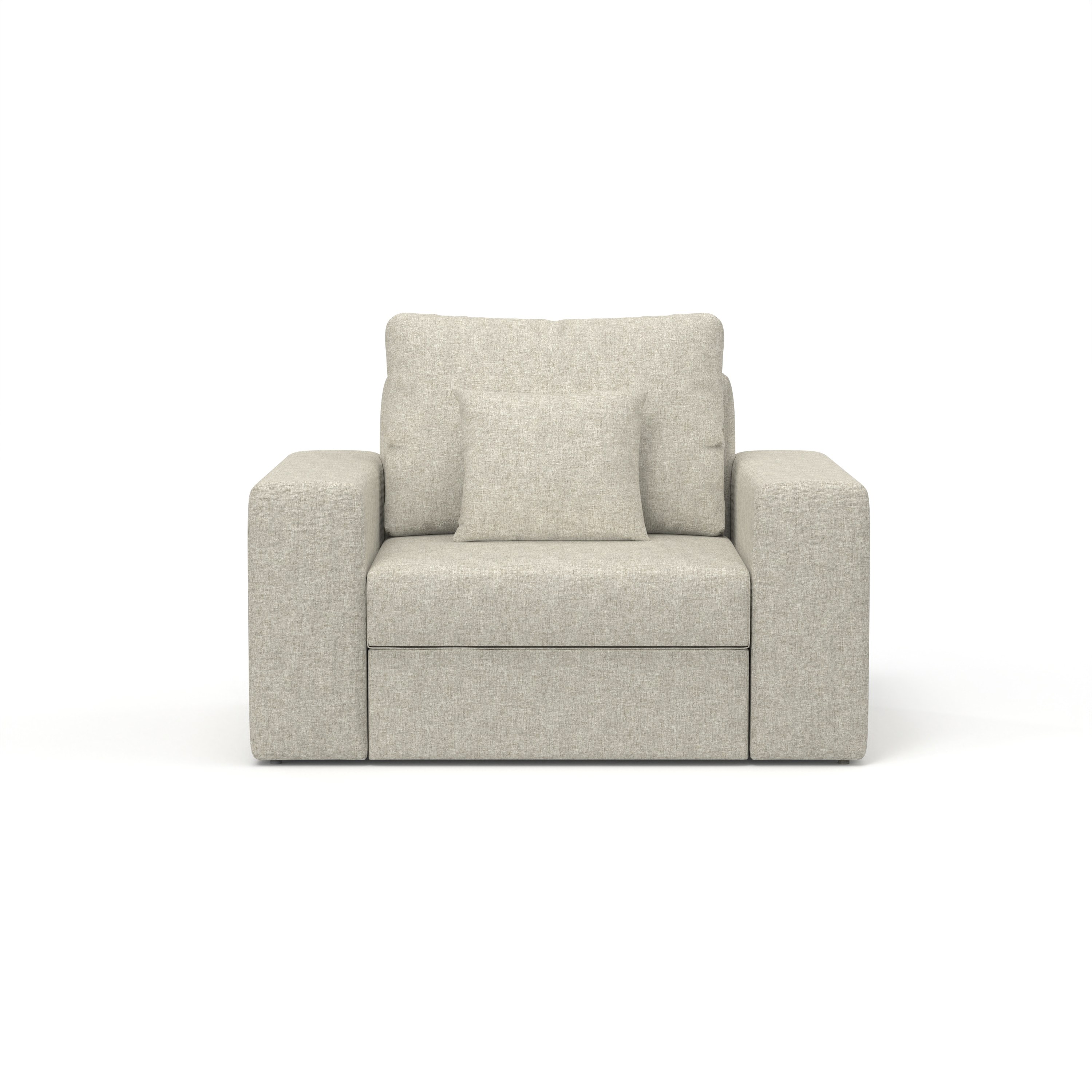 Sofás individuales de tela en tonos claros, variedades de sillones con almohadas incluidas, minimalistas y elegantes