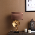 Gold Ginkgo Leaf Design Retro Table Lamp with Silk Shade for Bedroom1