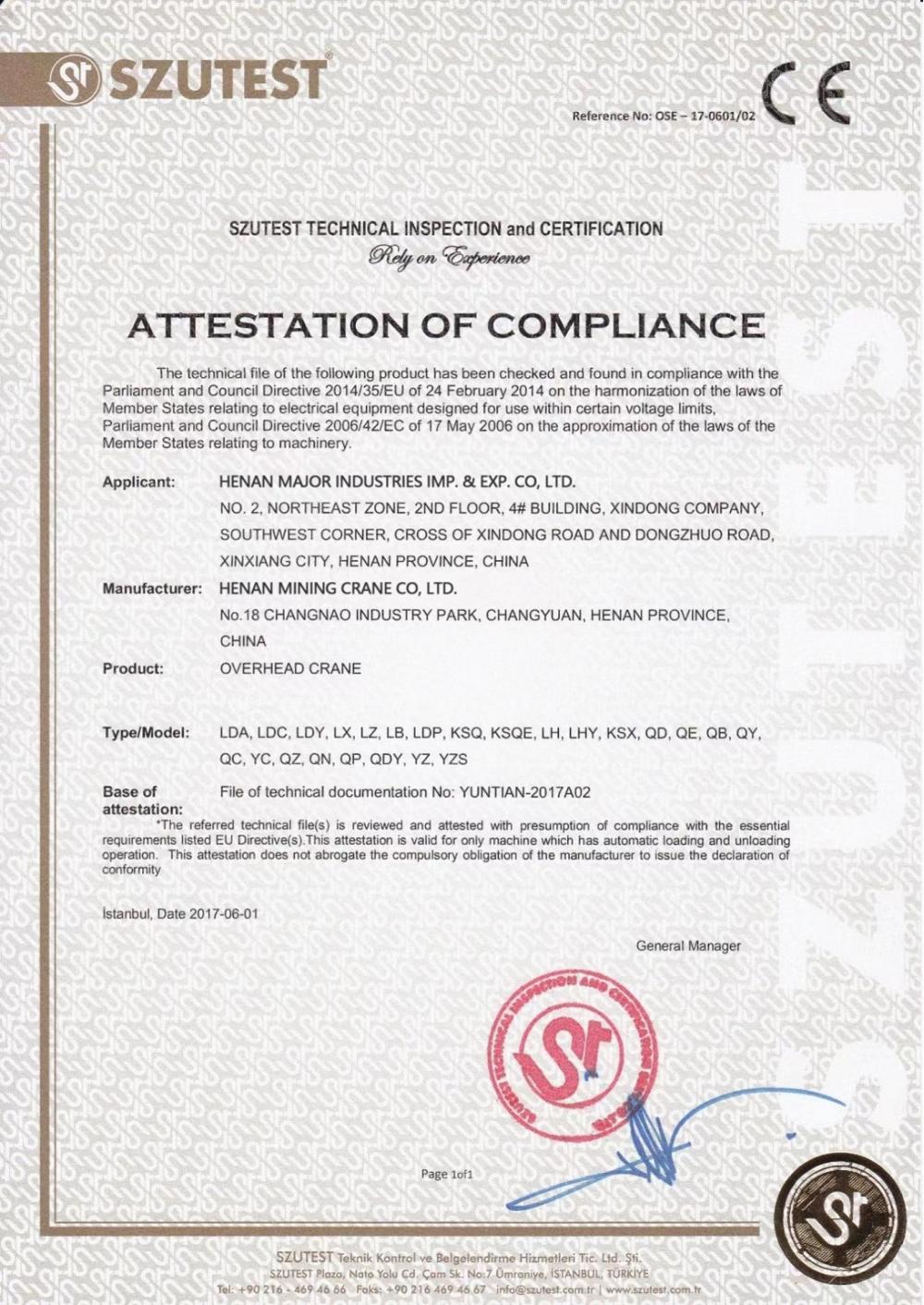 ATTESTATION OF COMPLIANCE