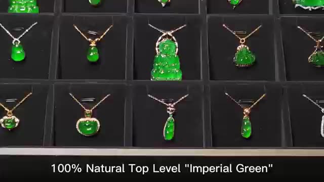 100% natural de nivel superior &quot;Imperial verde imperial&quot; Jadeite Jade Yokohama Bean Pendse 18K Joyería de oro real1