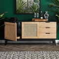 Werkseitig Großhandel Nordic Style Sideboard Natural Modern Designs Aufbewahrung von Massivholz Rattan Wohnzimmer Küchenschrank1