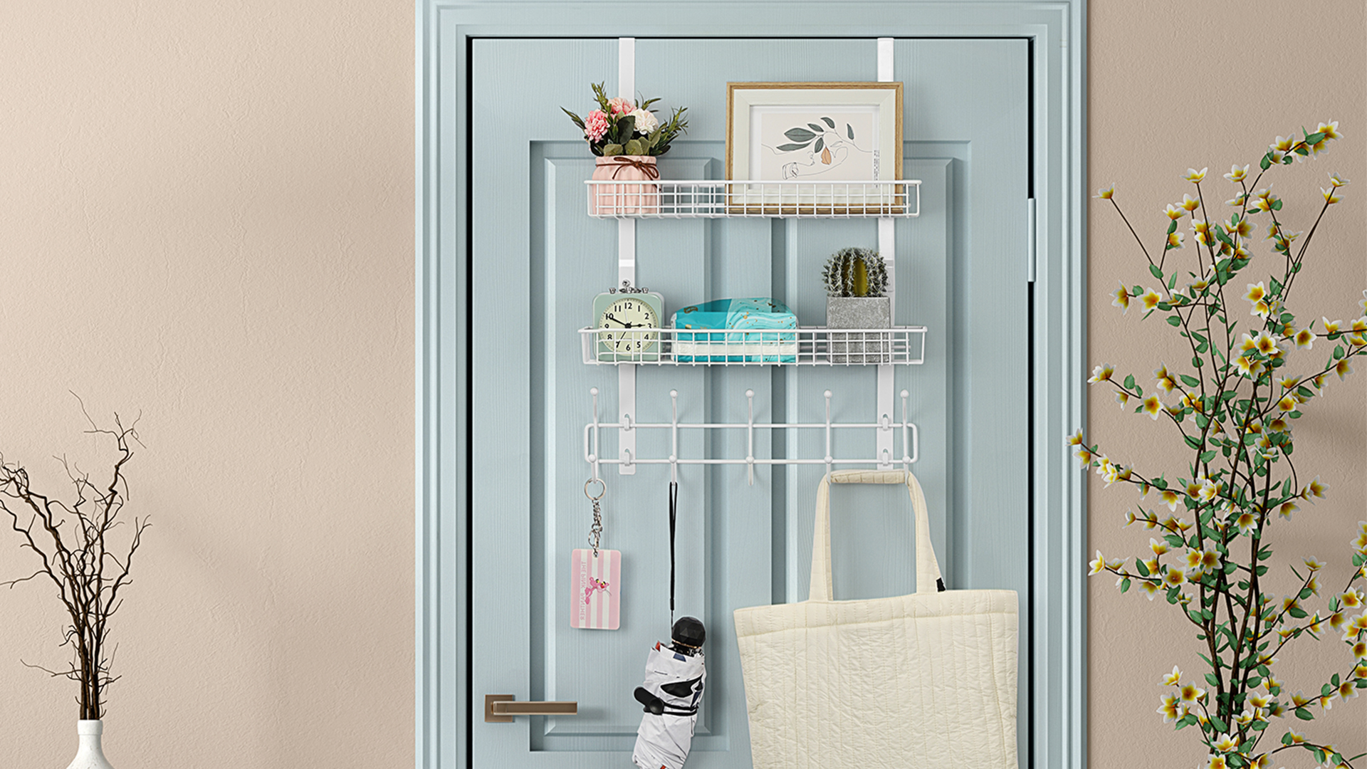 White Wall Mounted Mail Organizer