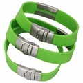 High Quality Silicone ID Name Bracelet with Steel Engraved Plate and Clasp1