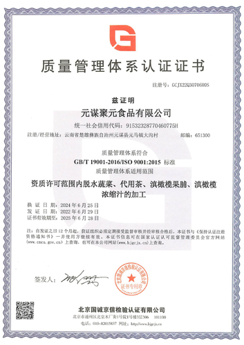 Quality Management System Certification Certificate
