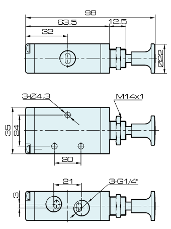 3L210-08 Airtac Tipo Válvula de control de aire neumática de empuje y tracción de 3 vías 1