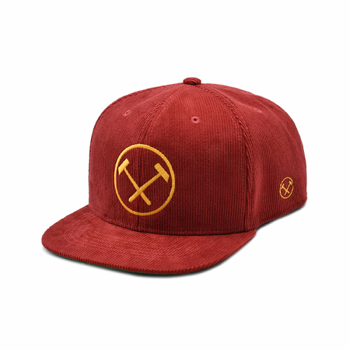 New Design 6 Painel Red Corduroy Snapback Cap