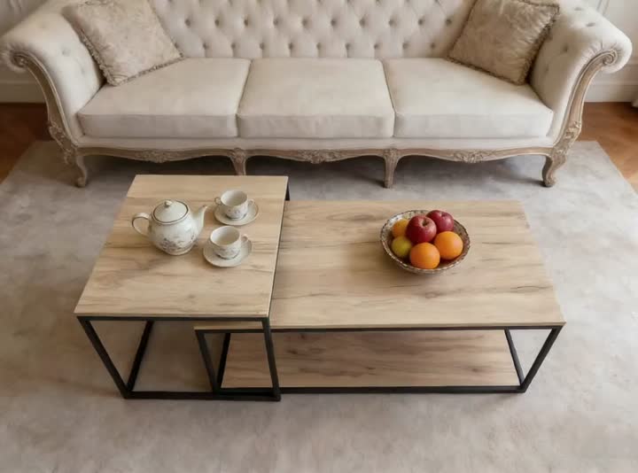 BR-24NC01 Conjunto de mesa de centro moderno e elegante de duas peças para espaços contemporâneos