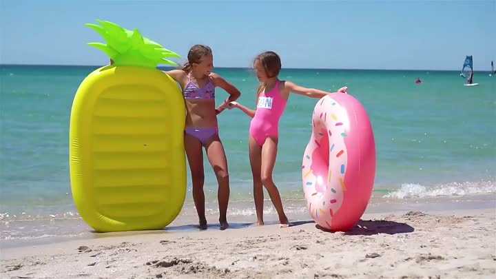 Colourful inflatable pool floats