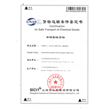 Certificate for Safe Transport of Chemical Goods