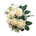 Artificial Silk Rose Bouquet - 12 Heads, Champagne Color, for Bridal Decor1