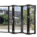 Exterior Powder Coated Black Double Tempered Glass Accordion Aluminium Bi Folding Patio Door1